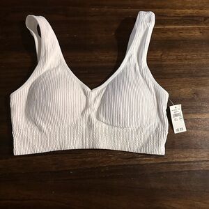 Aerie White Ribbed Bralette
